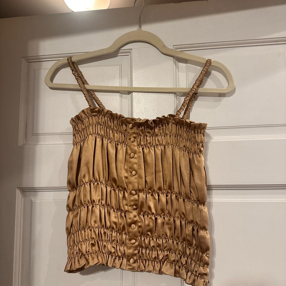Line & Dot Gold Ruched Top - Picture 2 of 5